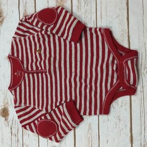 Baby Gap Red/Gray Striped Waffle Bodysuit 12-18M